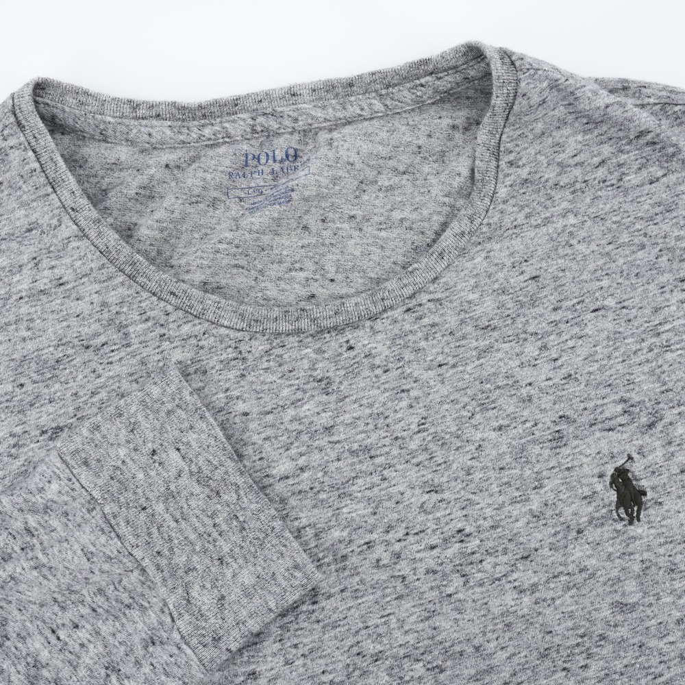 Polo Ralph Lauren Crew Neck T Shirt Heather Gray Long Sleeve Men Size L